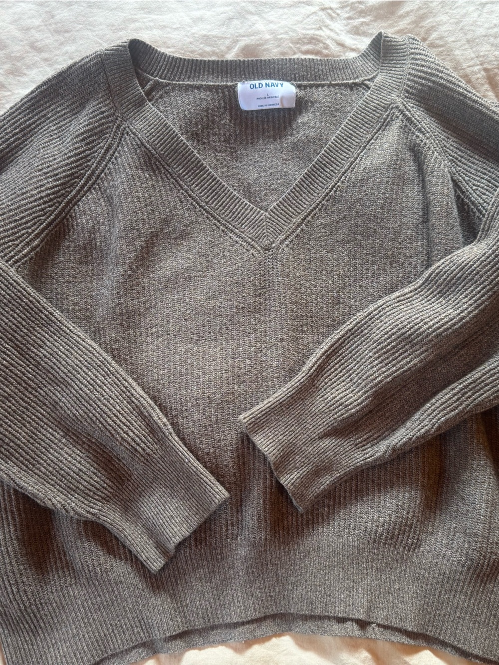 Old Navy Taupe V-Neck Sweater